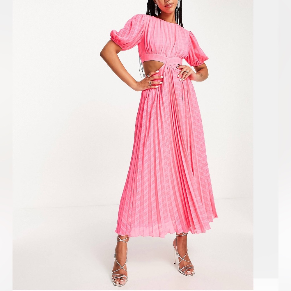 ASOS Pink Cutout Midi Dress